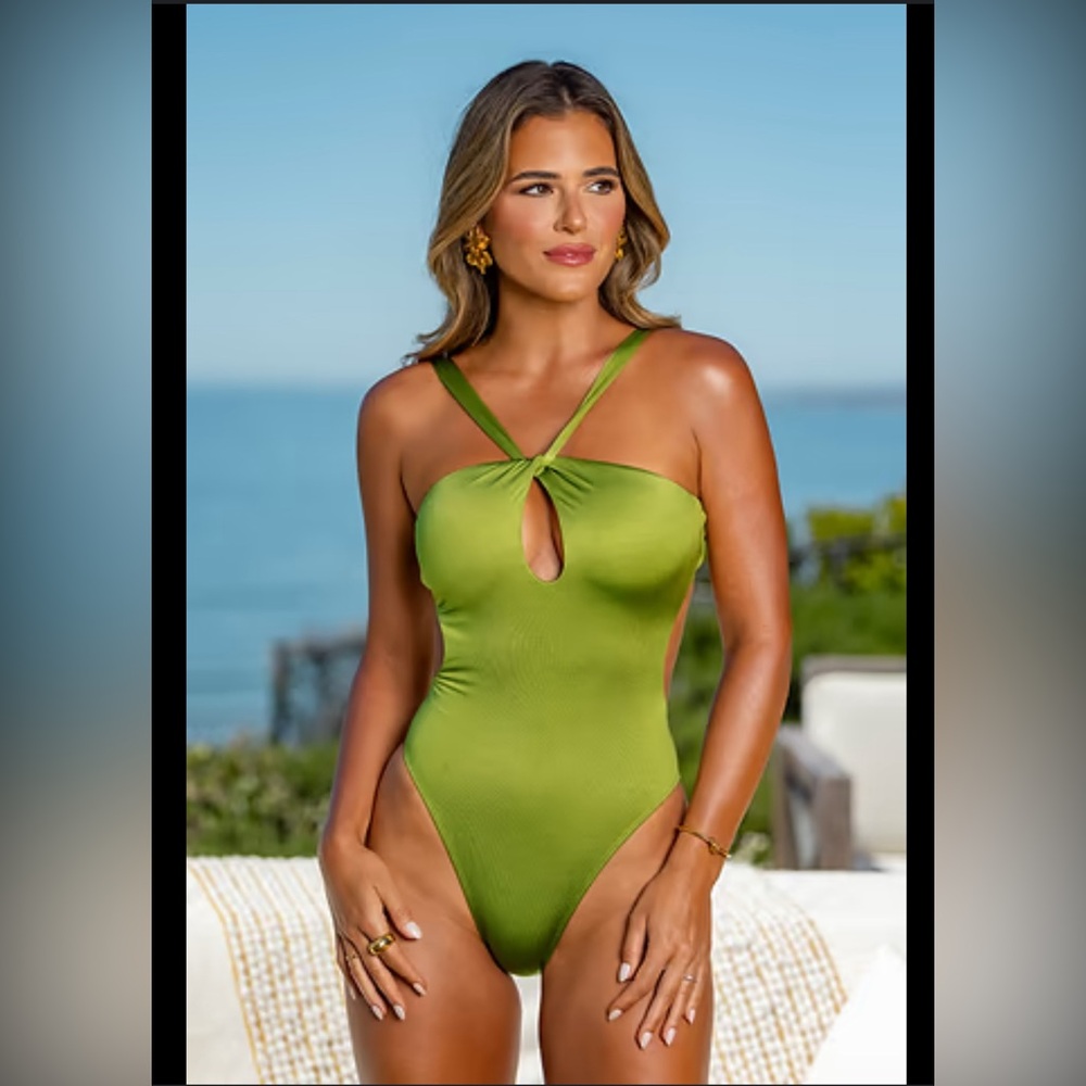 x JoJo Tulum Cutout Tie Back Cheeky One-Piece Swimsuit